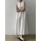 Loose Sleeveless Solid Color Round-Neck Midi Dresses Loose Sleeveless Solid Color Round-Neck Midi Dresses