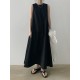 Loose Sleeveless Solid Color Round-Neck Midi Dresses Loose Sleeveless Solid Color Round-Neck Midi Dresses