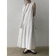 Loose Sleeveless Solid Color Round-Neck Midi Dresses Loose Sleeveless Solid Color Round-Neck Midi Dresses