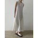 Loose Sleeveless Solid Color Round-Neck Midi Dresses Loose Sleeveless Solid Color Round-Neck Midi Dresses