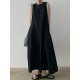 Loose Sleeveless Solid Color Round-Neck Midi Dresses Loose Sleeveless Solid Color Round-Neck Midi Dresses