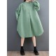 Loose Puff Sleeves Solid Color Stand Collar Midi Dresses Loose Puff Sleeves Solid Color Stand Collar Midi Dresses
