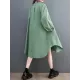 Loose Puff Sleeves Solid Color Stand Collar Midi Dresses Loose Puff Sleeves Solid Color Stand Collar Midi Dresses