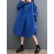 Loose Puff Sleeves Solid Color Stand Collar Midi Dresses Loose Puff Sleeves Solid Color Stand Collar Midi Dresses