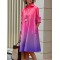 Long Sleeves Gradient Lapel Midi Dresses
