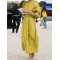 Half Sleeves Loose Solid Color Round-Neck Midi Dresses