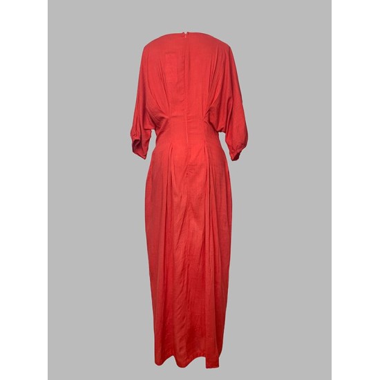 Half Sleeves Loose Solid Color Round-Neck Midi Dresses Half Sleeves Loose Solid Color Round-Neck Midi Dresses