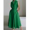 Sleeveless Solid Color Lapel Midi Dresses