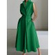 Sleeveless Solid Color Lapel Midi Dresses Sleeveless Solid Color Lapel Midi Dresses