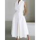 Sleeveless Solid Color Lapel Midi Dresses Sleeveless Solid Color Lapel Midi Dresses