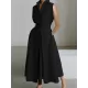 Sleeveless Solid Color Lapel Midi Dresses Sleeveless Solid Color Lapel Midi Dresses