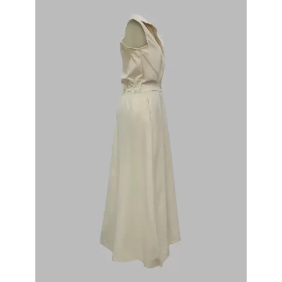 Sleeveless Solid Color Lapel Midi Dresses Sleeveless Solid Color Lapel Midi Dresses