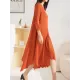 Pleated Solid Color Irregular clipping Loose Round-neck Midi Dresses Pleated Solid Color Irregular clipping Loose Round-neck Midi Dresses