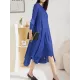 Pleated Solid Color Irregular clipping Loose Round-neck Midi Dresses Pleated Solid Color Irregular clipping Loose Round-neck Midi Dresses