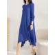 Pleated Solid Color Irregular clipping Loose Round-neck Midi Dresses Pleated Solid Color Irregular clipping Loose Round-neck Midi Dresses