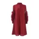 Embroidered Pleated Solid Color Long Sleeves Loose Round-neck Midi Dresses Embroidered Pleated Solid Color Long Sleeves Loose Round-neck Midi Dresses