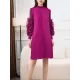 Embroidered Pleated Solid Color Long Sleeves Loose Round-neck Midi Dresses Embroidered Pleated Solid Color Long Sleeves Loose Round-neck Midi Dresses