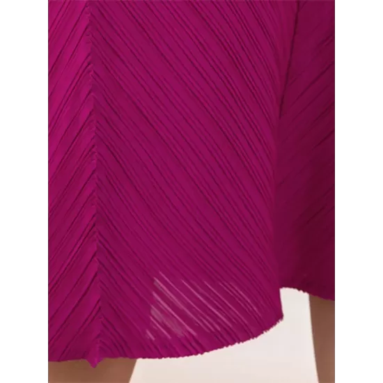 Embroidered Pleated Solid Color Long Sleeves Loose Round-neck Midi Dresses Embroidered Pleated Solid Color Long Sleeves Loose Round-neck Midi Dresses