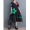 Floral Printed Split-Joint Loose Short Sleeves Round-neck Midi Dresses