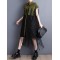 Gauze Pockets Split-Joint Tasseled Short Sleeves Lapel Midi Dresses