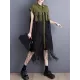 Gauze Pockets Split-Joint Tasseled Short Sleeves Lapel Midi Dresses Gauze Pockets Split-Joint Tasseled Short Sleeves Lapel Midi Dresses