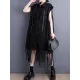 Gauze Pockets Split-Joint Tasseled Short Sleeves Lapel Midi Dresses Gauze Pockets Split-Joint Tasseled Short Sleeves Lapel Midi Dresses