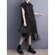 Gauze Pockets Split-Joint Tasseled Short Sleeves Lapel Midi Dresses Gauze Pockets Split-Joint Tasseled Short Sleeves Lapel Midi Dresses