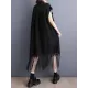 Gauze Pockets Split-Joint Tasseled Short Sleeves Lapel Midi Dresses Gauze Pockets Split-Joint Tasseled Short Sleeves Lapel Midi Dresses