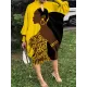Batwing Sleeves Loose Figure Hollow Printed Midi Dresses Batwing Sleeves Loose Figure Hollow Printed Midi Dresses