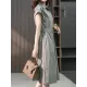 Bandage Solid Color Plus Size Short Sleeves Lapel Midi Dresses Bandage Solid Color Plus Size Short Sleeves Lapel Midi Dresses