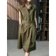 Bandage Solid Color Plus Size Short Sleeves Lapel Midi Dresses Bandage Solid Color Plus Size Short Sleeves Lapel Midi Dresses
