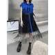 Sleeveless See-Through Split-Joint Tasseled Lapel Lace Midi Dresses Sleeveless See-Through Split-Joint Tasseled Lapel Lace Midi Dresses