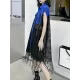 Sleeveless See-Through Split-Joint Tasseled Lapel Lace Midi Dresses Sleeveless See-Through Split-Joint Tasseled Lapel Lace Midi Dresses