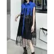 Sleeveless See-Through Split-Joint Tasseled Lapel Lace Midi Dresses Sleeveless See-Through Split-Joint Tasseled Lapel Lace Midi Dresses