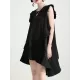 Asymmetric Pleated Solid Color Split-Joint Flying Sleeves Loose Round-Neck Midi Dresses Asymmetric Pleated Solid Color Split-Joint Flying Sleeves Loose Round-Neck Midi Dresses