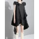 Asymmetric Pleated Solid Color Split-Joint Flying Sleeves Loose Round-Neck Midi Dresses Asymmetric Pleated Solid Color Split-Joint Flying Sleeves Loose Round-Neck Midi Dresses