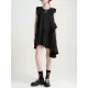 Asymmetric Pleated Solid Color Split-Joint Flying Sleeves Loose Round-Neck Midi Dresses Asymmetric Pleated Solid Color Split-Joint Flying Sleeves Loose Round-Neck Midi Dresses