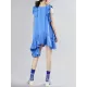 Asymmetric Pleated Solid Color Split-Joint Flying Sleeves Loose Round-Neck Midi Dresses Asymmetric Pleated Solid Color Split-Joint Flying Sleeves Loose Round-Neck Midi Dresses