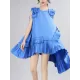 Asymmetric Pleated Solid Color Split-Joint Flying Sleeves Loose Round-Neck Midi Dresses Asymmetric Pleated Solid Color Split-Joint Flying Sleeves Loose Round-Neck Midi Dresses