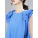 Asymmetric Pleated Solid Color Split-Joint Flying Sleeves Loose Round-Neck Midi Dresses Asymmetric Pleated Solid Color Split-Joint Flying Sleeves Loose Round-Neck Midi Dresses