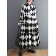 Buttoned Plaid A-Line Long Sleeves Polo Midi Dresses Buttoned Plaid A-Line Long Sleeves Polo Midi Dresses