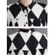 Buttoned Plaid A-Line Long Sleeves Polo Midi Dresses Buttoned Plaid A-Line Long Sleeves Polo Midi Dresses