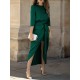 Bandage Solid Color Split-Side Loose Round-Neck Midi Dresses Bandage Solid Color Split-Side Loose Round-Neck Midi Dresses