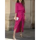 Bandage Solid Color Split-Side Loose Round-Neck Midi Dresses Bandage Solid Color Split-Side Loose Round-Neck Midi Dresses