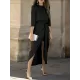 Bandage Solid Color Split-Side Loose Round-Neck Midi Dresses Bandage Solid Color Split-Side Loose Round-Neck Midi Dresses