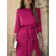 Bandage Solid Color Split-Side Loose Round-Neck Midi Dresses Bandage Solid Color Split-Side Loose Round-Neck Midi Dresses