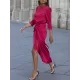 Bandage Solid Color Split-Side Loose Round-Neck Midi Dresses Bandage Solid Color Split-Side Loose Round-Neck Midi Dresses
