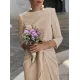 Bandage Solid Color Split-Side Loose Round-Neck Midi Dresses Bandage Solid Color Split-Side Loose Round-Neck Midi Dresses
