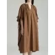 Drawstring Falbala Pleated Solid Color Batwing Sleeves Loose V-Neck Shirt Dress Midi Dresses Drawstring Falbala Pleated Solid Color Batwing Sleeves Loose V-Neck Shirt Dress Midi Dresses
