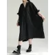 Drawstring Falbala Pleated Solid Color Batwing Sleeves Loose V-Neck Shirt Dress Midi Dresses Drawstring Falbala Pleated Solid Color Batwing Sleeves Loose V-Neck Shirt Dress Midi Dresses